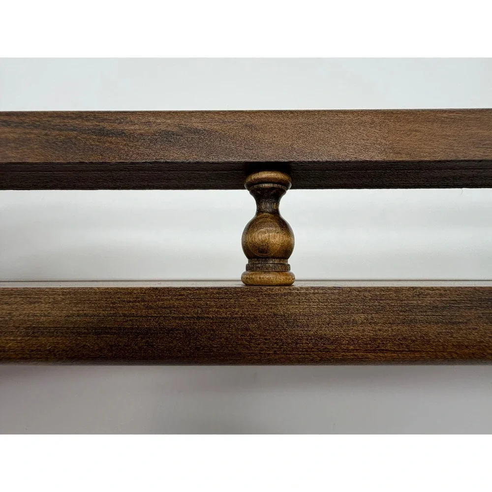 Vintage Dark Wood Spice Rack Wall Mount Gallery Rail Display Shelf 24 Inch